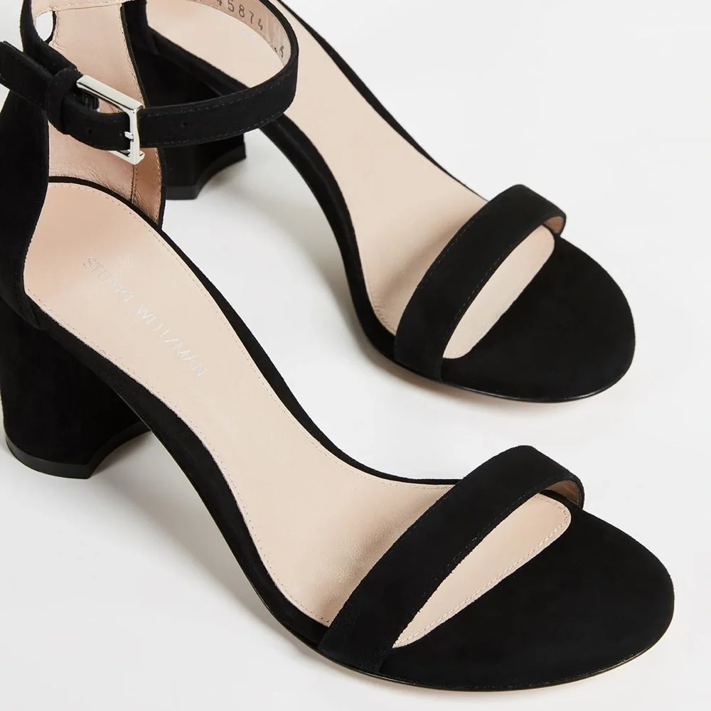 Stuart Weitzman Less Nudist 75mm Sandals Black Suede